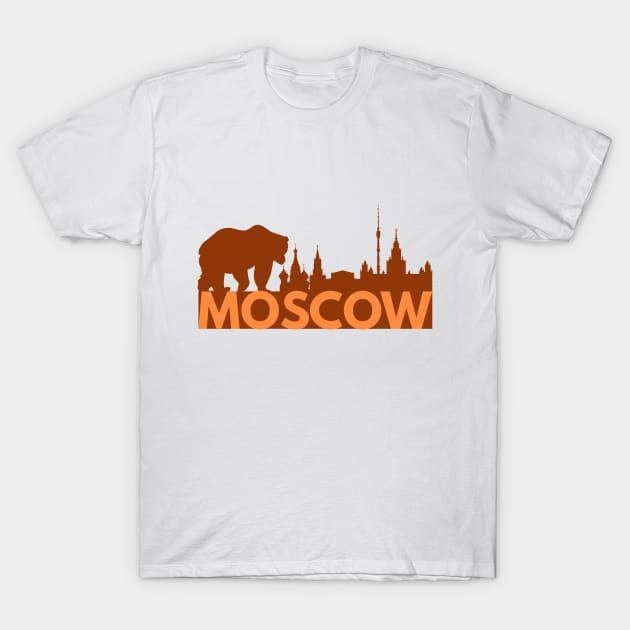 Moscow Skyline and Russian Bear T-Shirt by NorseTech